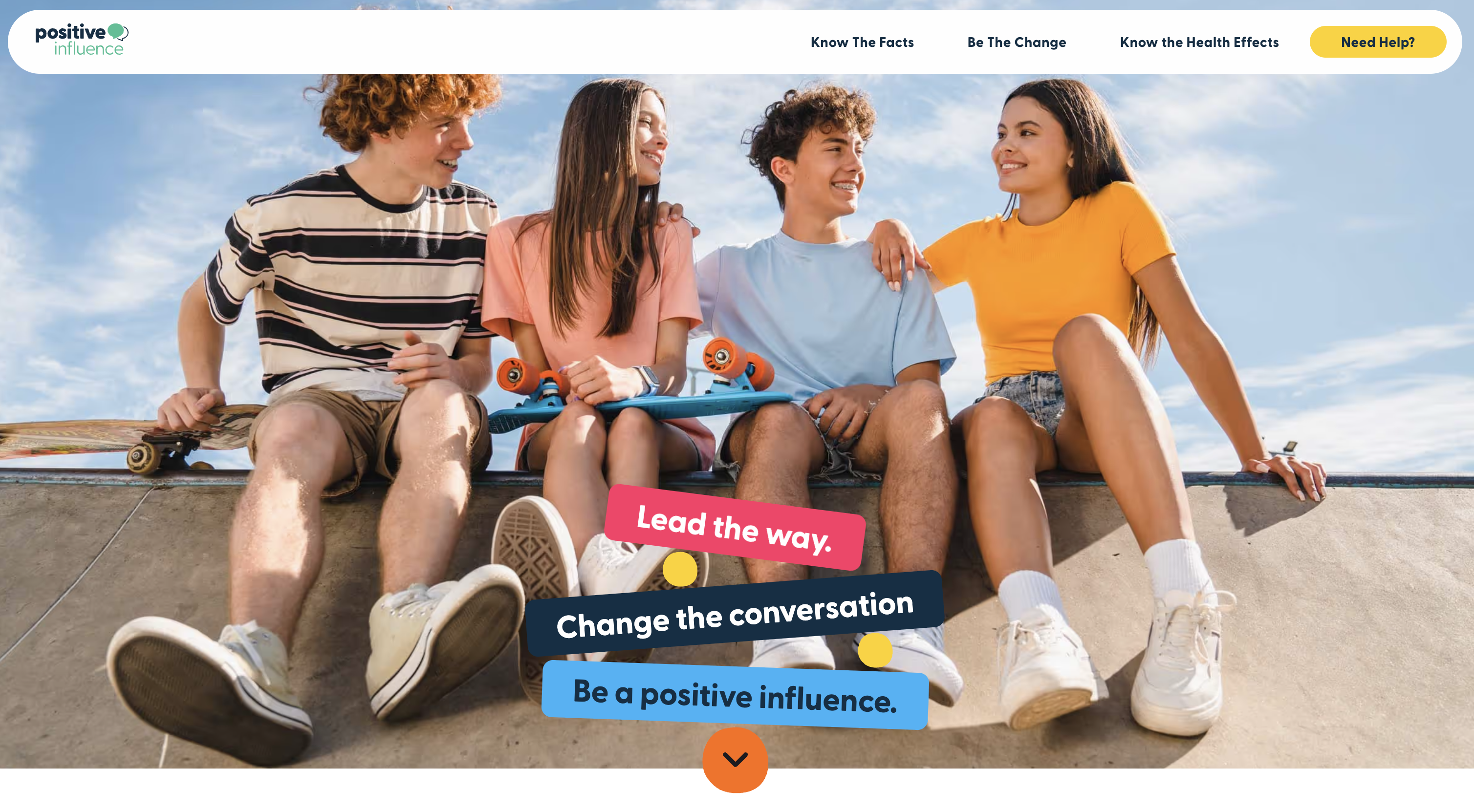 positive influence website homepage